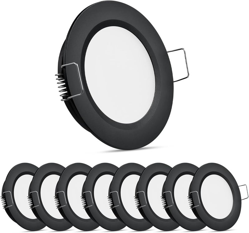 Obeaming 8 Pack 12 Volt LED Puck Light RV Recessed Mount Ceiling Light 2.75” 12V Down Light for Camper Van Truck Boat Interior Ceiling Kitchen Cabinet Lighting CRI 93 (Black/Cool White) - Image 1